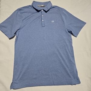 Travis Mathew Men's Short Sleeve Blue Button Polo Shirt sz M